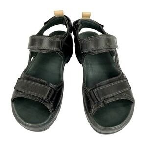 Ecco Leather Sandals Men's 8 Dark Gray Hiking Outdoor Shoes Adjustable Straps